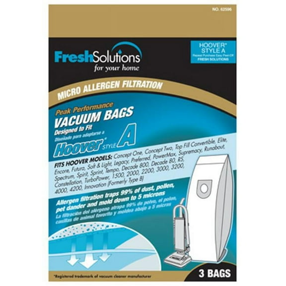 Hoover 70360 Hoover A / Bissell Style 2, Micro Filtration Vacuum Bags, Qty 3