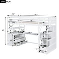 thumbnail image 3 of Bellemave Twin Loft Bed with Stairs and Desk, Solid Wood High Loft Bed Frame with Storage Drawers and Bookshelf for Teens Adults (White), 3 of 8