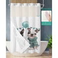 thumbnail image 2 of No Hook Shower Curtain with Snap in Liner, Pet Dogs Dressed Green Sweater Balloon Flags Retro Linen Shower Curtains for Bathroom, Washable Shower Curtain Liner Set with Mesh Top Window, 36"x72", 2 of 6