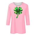 thumbnail image 4 of Ounisa St. Patrick's Day Shirts Womens Funny Shamrock Printed 3/4 Sleeve Casual Lucky Clover Heart Graphic Tee Tops, 4 of 5