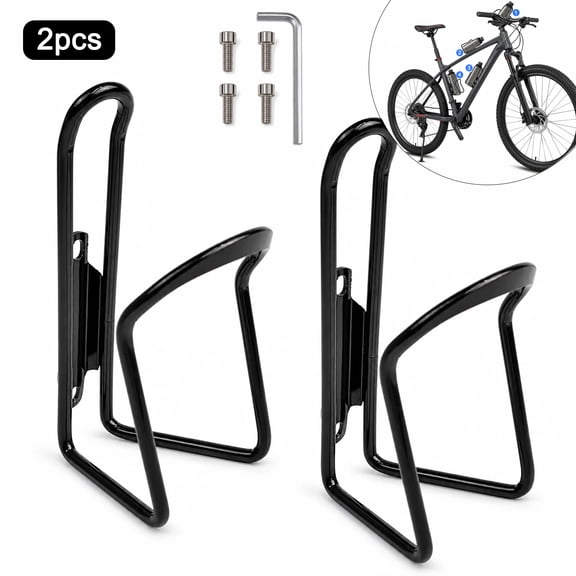 WLGJL Water Bottle Cages, Basic MTB Bike Bicycle Alloy Aluminum Lightweight Water Bottle Holder Cages Brackets(2 Pack- Drilled Holes Required), black