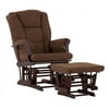 Storkcraft Tuscany Glider and Ottoman with Lumbar Pillow, Chocolate Cushion, Choose Your Finish