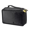 thumbnail image 3 of Estuche para lápices para estudiantes, 3 capas, compatible con Ox, con soporte para brochas, bolsa de almacenamiento para maquillaje, color negro, 3 of 5