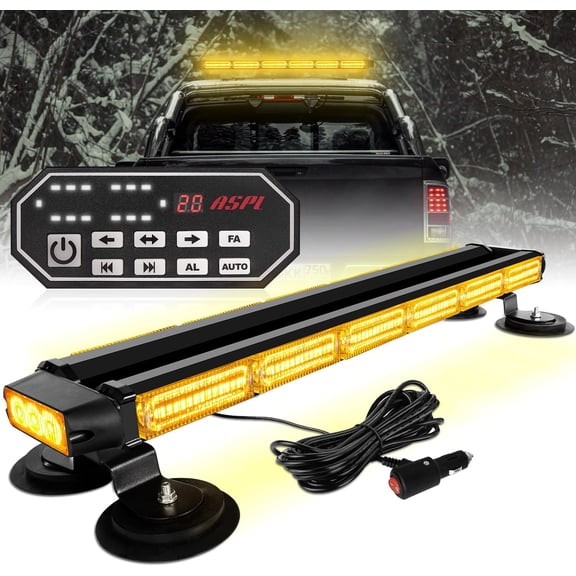 HRT 26inch 126 LED Emergency Rooftop Strobe Light Bar, with Controller, Double Side Amber Traffic Advisor for Work Trucks