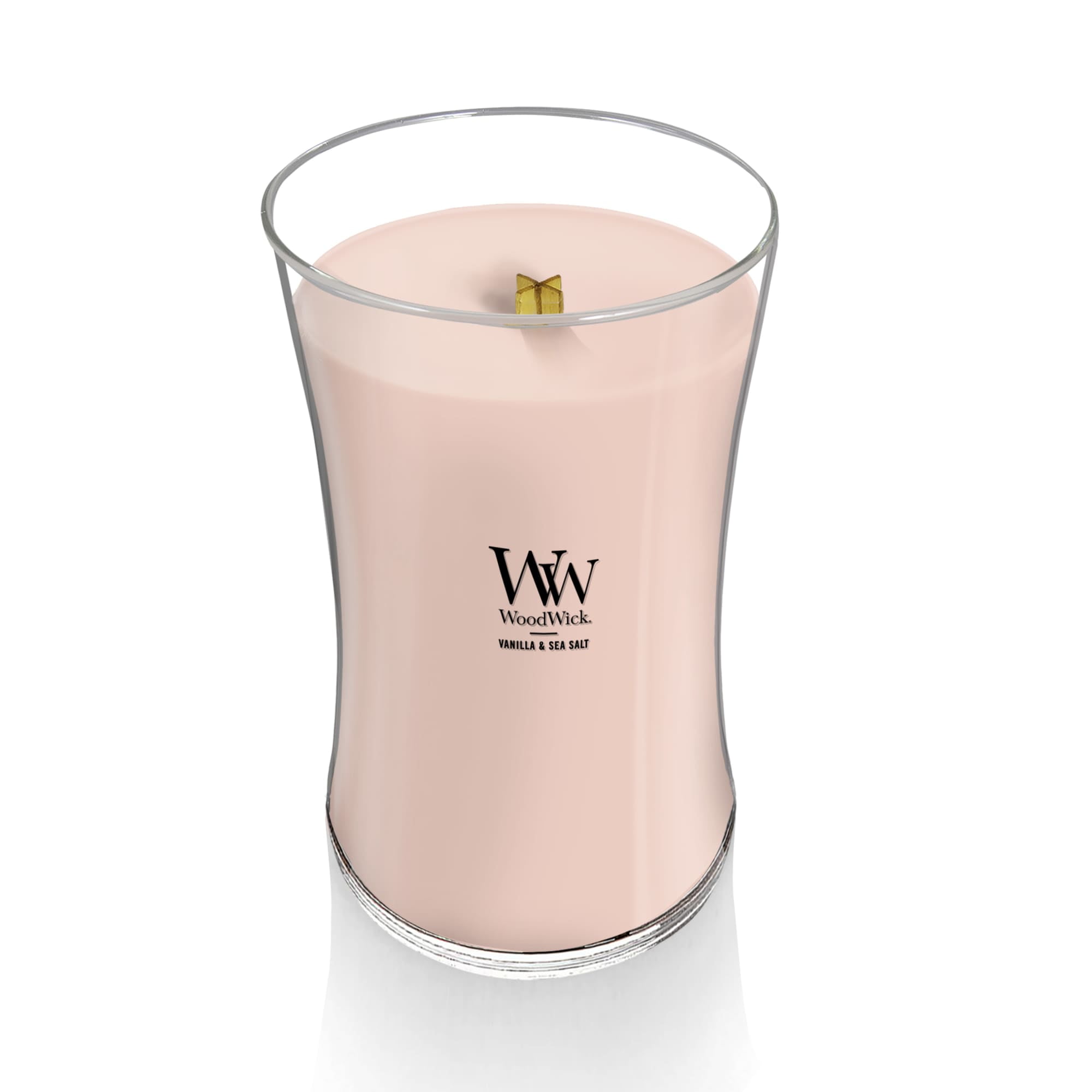 WoodWick キャンドル VANILLA&SEA SALT シェード Woodwick, Large Hourglass Candle, 21oz, Vanilla Sea Salt Scented