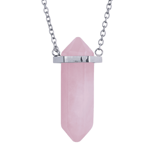 Collar para Mujer, Cadena con Dije de Cuarzo y Piedras Naturales LuckyLy, Modelo Orly rosa UNITALLA