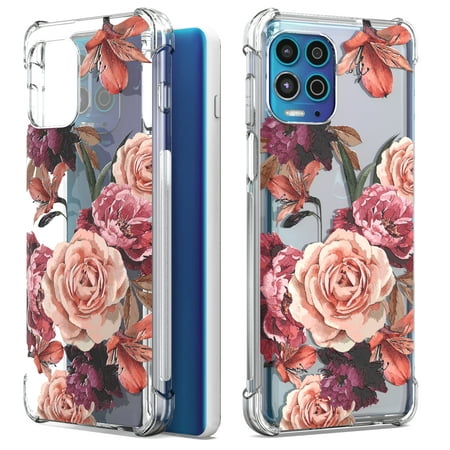 CoverON Phone Design For Motorola Edge S Case / Moto G100 Case, Clear Flexible Soft Rubber Slim TPU Cover, Purple Flower