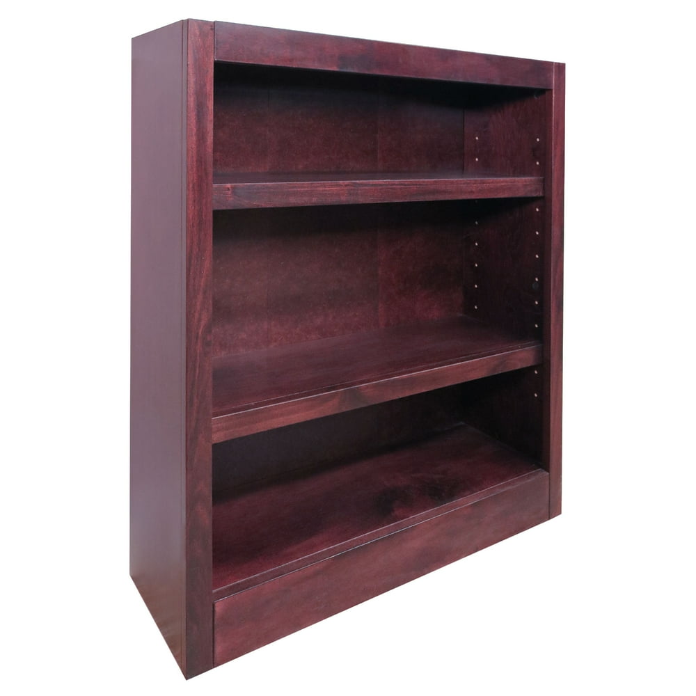 Concepts in Wood 3 Shelf Wood Bookcase, 36 inch Tall Cherry Finish