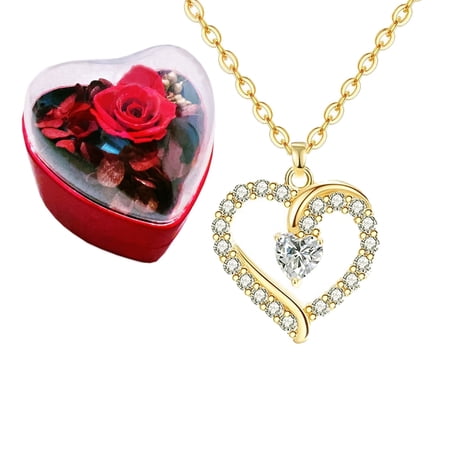Piswency 14K Real Gold Filled Heart Necklace for Women CZ Love Heart Pendant Necklace with Adjustable Heart Chain for Valentine’s Day, Mother’s Day, Birthday, Handmade Jewelry, Gift for Her