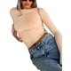 thumbnail image 3 of Mujer Slim Fit Básico Crop Top Sólido Manga Larga Cuello Redondo Crop Top Pullover Streetwear Nituyy Disponible en varios colores. Top de manga larga entallado de moda para mujer, 3 of 5