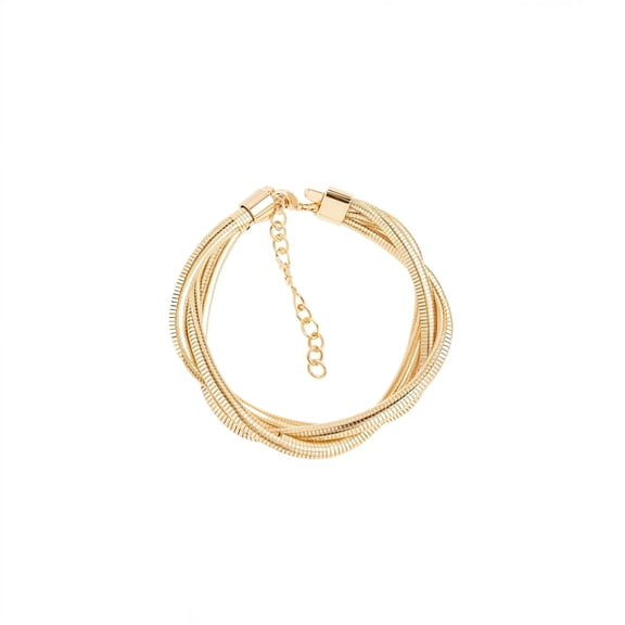 CLEO Be Bold Be You Gold Plated Triple Strand Snake Chain Anti Tarnish Jewellery Gift | Stylish Chain Bracelet for Women and Girls | Adjustable Hand Bracelet