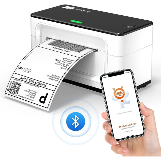 MUNBYN Bluetooth Thermal Label Printer, 4x6 Label Printer, USB Thermal Printer for Shipping Labels Home Small Business, Compatible with Canada Post, E