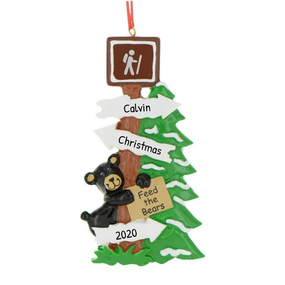 Personalized Hiking Ornament - Outdoorsy Ornament, Hiker Ornament, Backpacking Decor, Nature Ornaments for Christmas Tree, Trail Trees - Feed the Bears - Free Customization