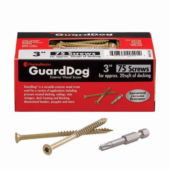 FastenMaster FMGD003-75 GuardDog Exterior Wood Screw, Tan, 3-Inch, 75-Pack