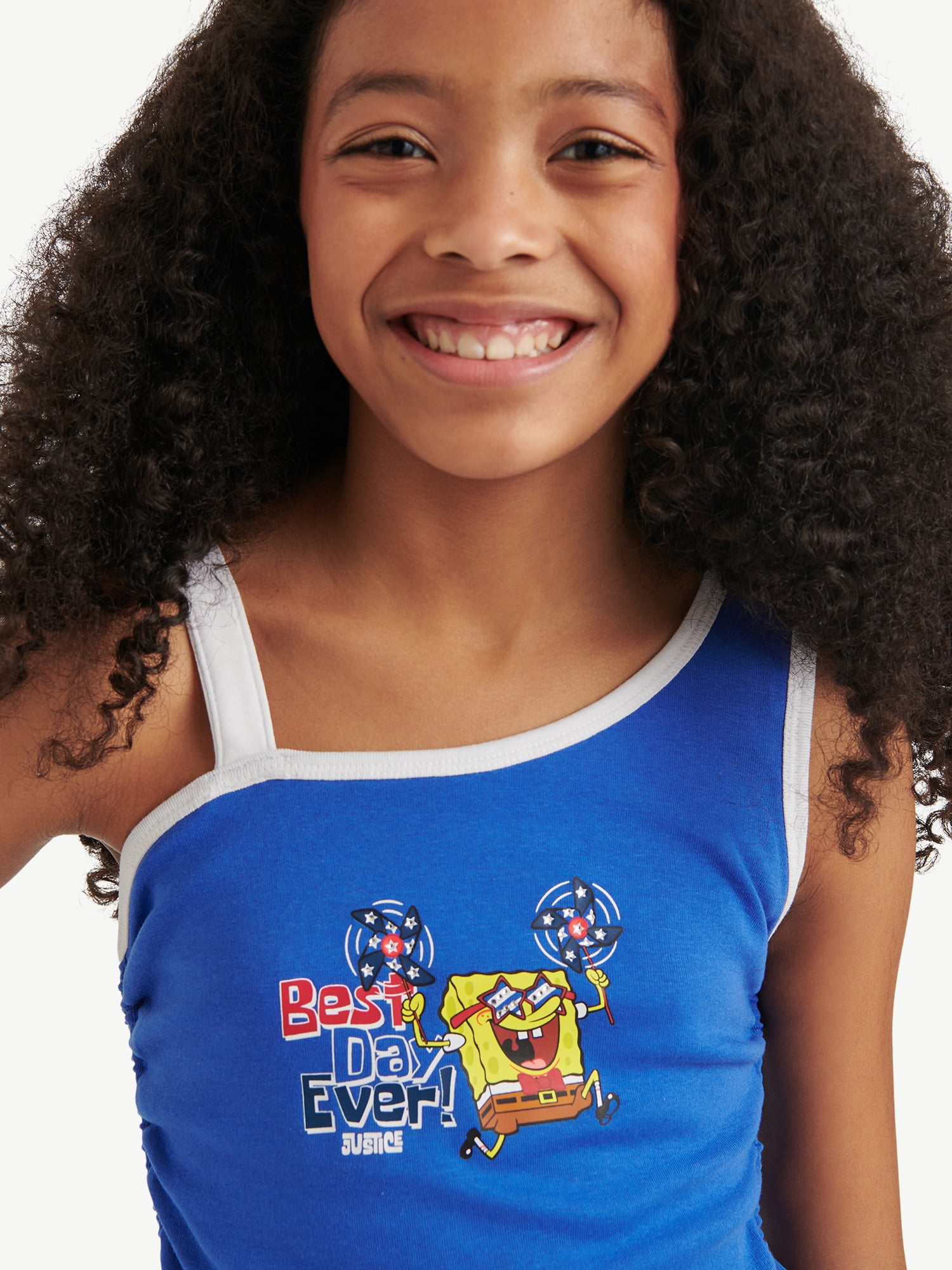 Spongebob X Justice Americana Collab Girls One Shoulder Tank, Sizes XS - XLP