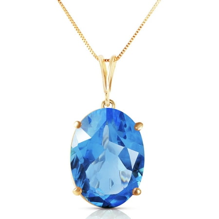Galaxy Gold 14k Yellow Gold 18"Necklace with 8 Carats Natural Oval-shaped Blue Topaz