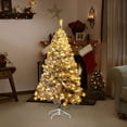 thumbnail image 3 of Pre-Lit Christmas Tree,Flocked Christmas Tree Premium Artificial Holiday Decor w/Cordless Connection, 2-in-1 LED Lights,Holiday Celebration Tree for Home Party Decoration,White, 3 of 7