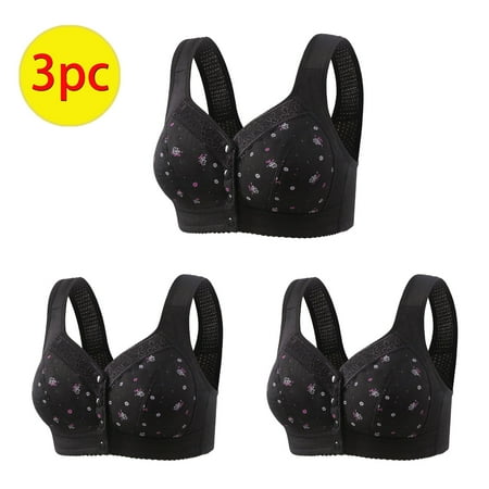 Itsame 3PC Bras for Women s Full Support Everyday Sports Bra Set Comfortable Breathable Wireless Comfort Bralette Set Black Size M