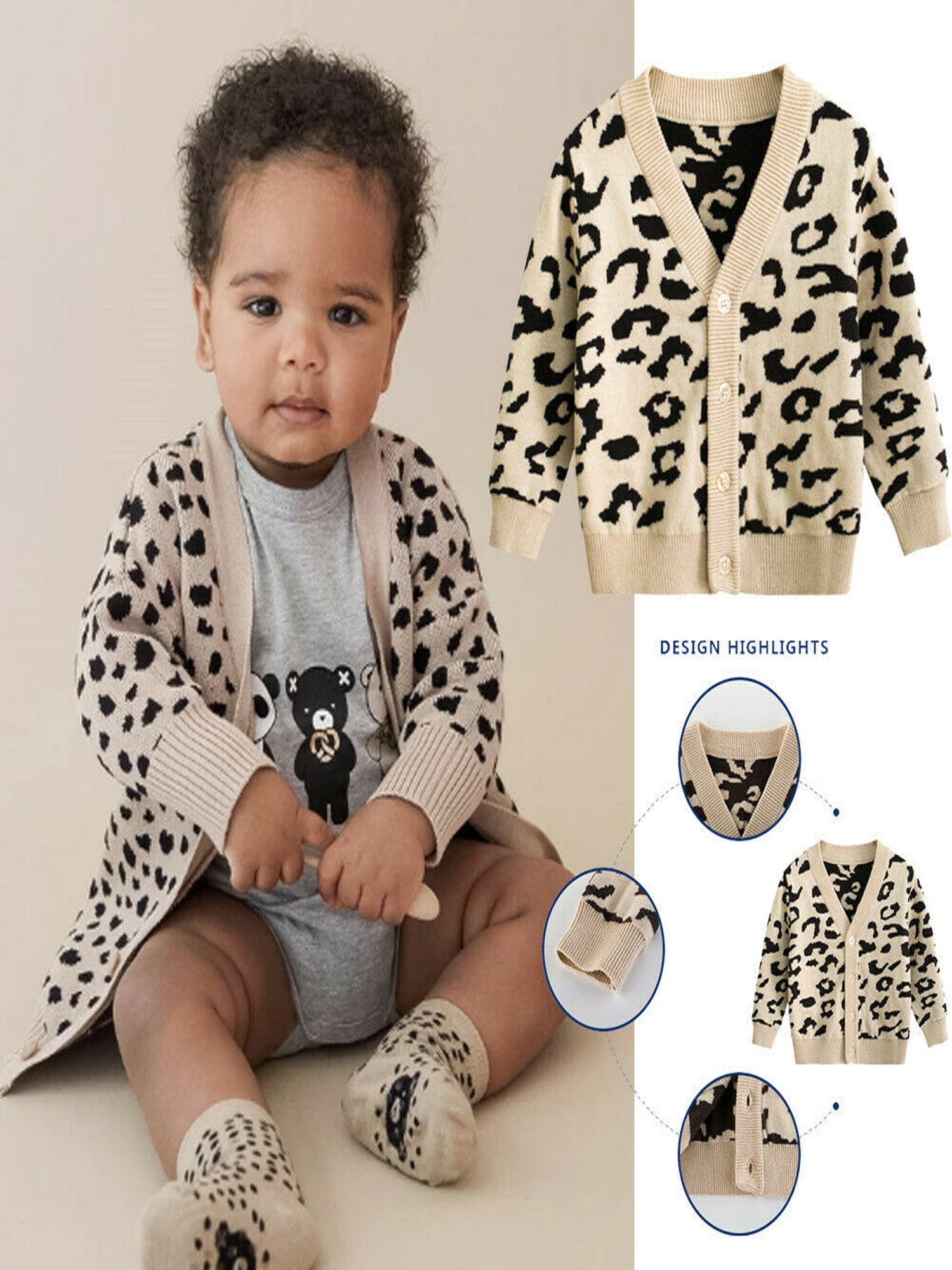 Toddler Kids Baby Boy Girl Knitted Sweater Cardigan Coat Long Sleeve Top Outwear 