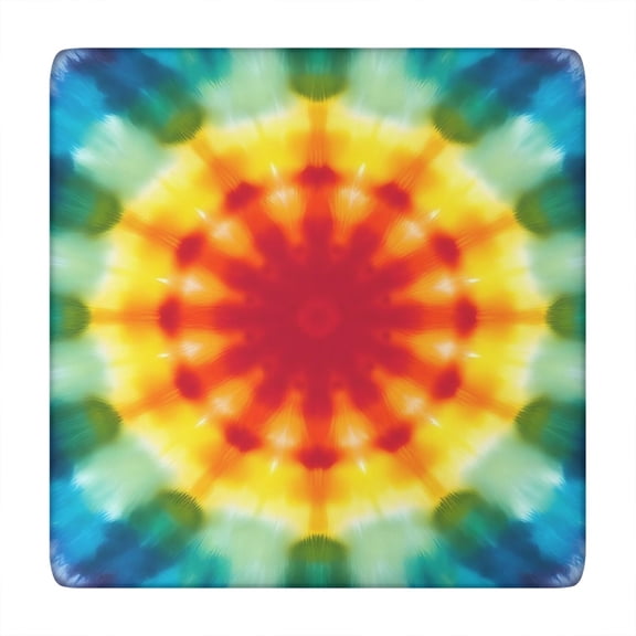 Tie Dye Soft Petal Ring Pattern Square Fitted Tablecloth with Elastic Edge,Square Table Cover,Washable Elastic Table Cover for Home Kitchen Party Decor 34"x34"