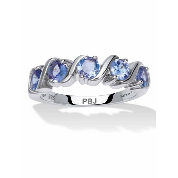 PalmBeach Jewelry 1.33 TCW Oval Cut Genuine Purple Tanzanite and Genuine White Topaz Sterling Silver Ring