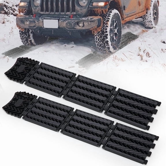 BUNKER INDUST Tire Traction Mats 2-Pack Foldable Portable Recovery Track Boards for Off Road 4X4, Cars, Trucks, Small SUVs | Emergency Snow Ice Sand Traction Devices