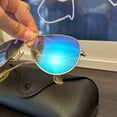 thumbnail image 2 of RB-Hip Hop-sunglasses Reflective Blue Aviator Gold Frame Sunglasses with Case, 2 of 5