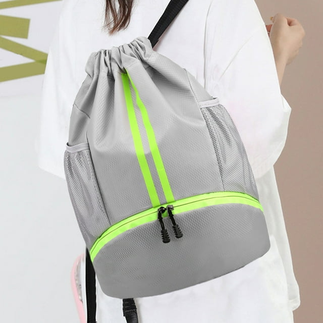 IFNWSV Sports Drawstring Backpack - Water Resistants String Bag with Side Mesh Pockets Shoe Compartment Gym Backpack for Women Men