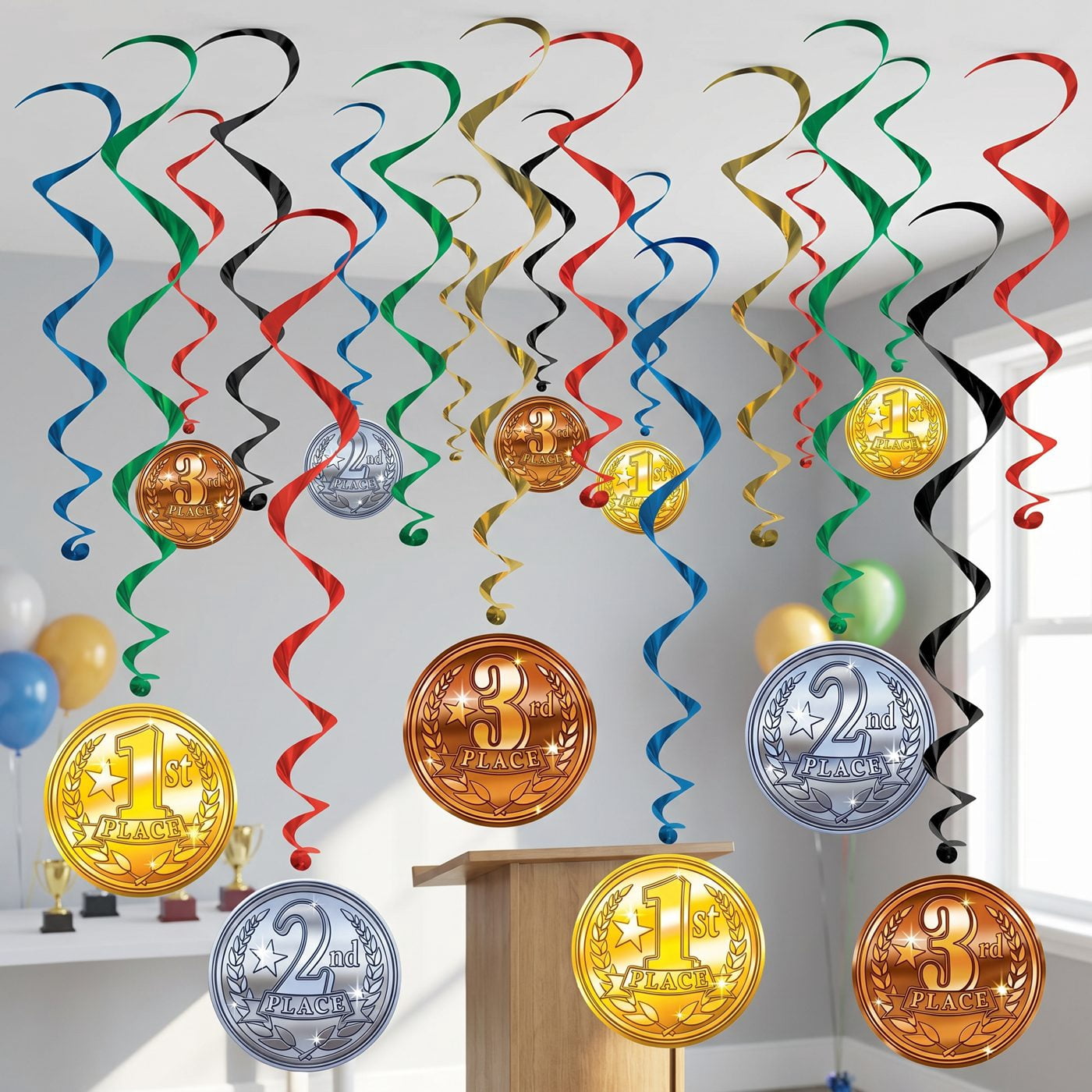 72 Pack Bulk Award Medal Party Whirls