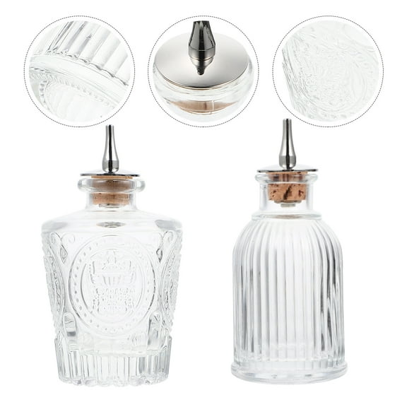 Soimiss Japanese Style Bitters Bottle with Fine Stopper for Home Use Glass Assorted Color 2 Pieces