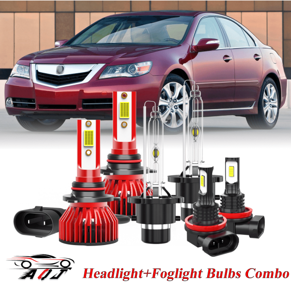 For Acura RL 2005-2012 Headlight High/Low Beam Bulbs & Foglights Combo - 6000K White Xenon Bulbs Pack of 6