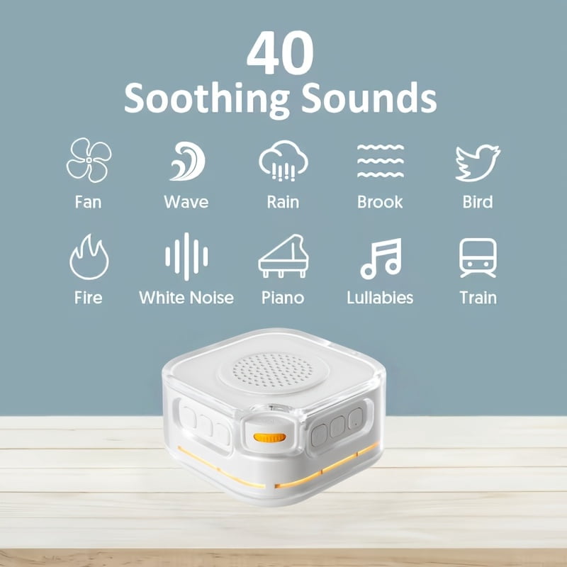 Portable White Noise Machine, 40 Soothing Sounds, Sleep Aid For, Office, Travel, 8-12H Battery