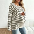 thumbnail image 5 of Noric Women Maternity Long Sleeve Striped T-Shirt Casual Henley Neck Tops for Pregnancy Fall Winter Daily Wear, 5 of 7