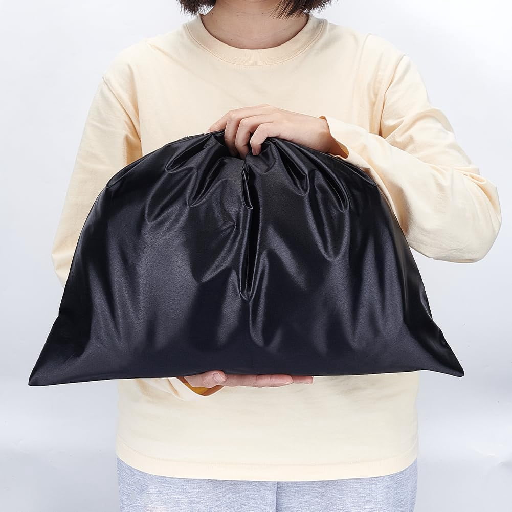 12 Pcs Dust Bags for Handbags Imitation Silk Storage Bags Portable Drawstring Pouch Cloth Travel Bags for Handbags Purses Shoes Boots Black 15.6×19.7 Inch(39.7x50cm)