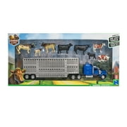 New Ray Free-Wheeling Semi Truck and Trailer with 1:43 Livestock Playset - with - Ages 8 Years and up