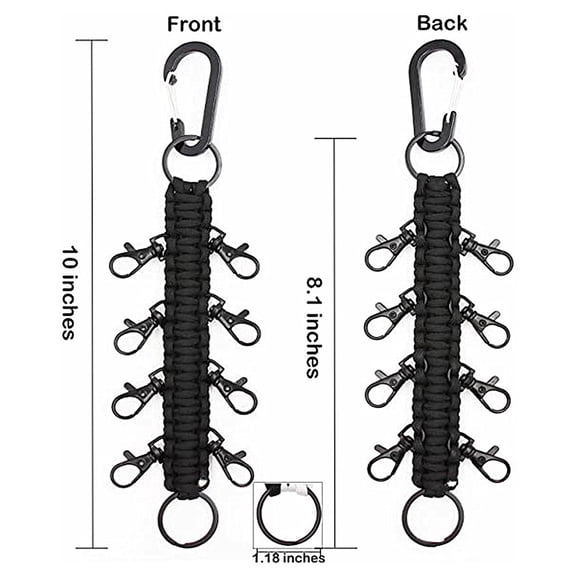 Nicehomfit 1Pack Key Chain Strap Safe Handwoven Rope with Carabiner for Outdoor Sports Black