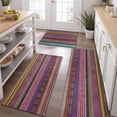 thumbnail image 2 of Purple Boho Tribal Stripes and Hearts Pattern Kitchen Rugs Sets Of 3,Kitchen Runner Rugs Non Skid Washable,Decorative Kitchen Floor Mats for Kitchen,Sink,Laundry,17"x30"+ 17"x47" + 17"x59", 2 of 6