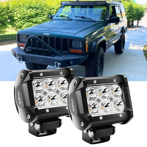 Nilight 4inch Led Light Pods Amber Spot Beam Driving Fog Lights 2Pcs 18W off Road Lights Work Light Bar for Truck ATV UTV RV Pick-up Van Boat Tractor