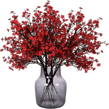 6 Pcs Artificial Flowers Fake Babys Breath Bouquet Bulk Faux Gypsophila Flowers Real Touch Silk Flower for Home Office Kitchen Restaurant Centerpieces Wedding Table Party Decoration (Orange)