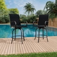 thumbnail image 3 of 3-Piece Outdoor Bar Set, Swivel Textilene Bar Stools with Glass-Top Table, Patio Bistro Set for Balcony, Backyard & Poolside, 3 of 5