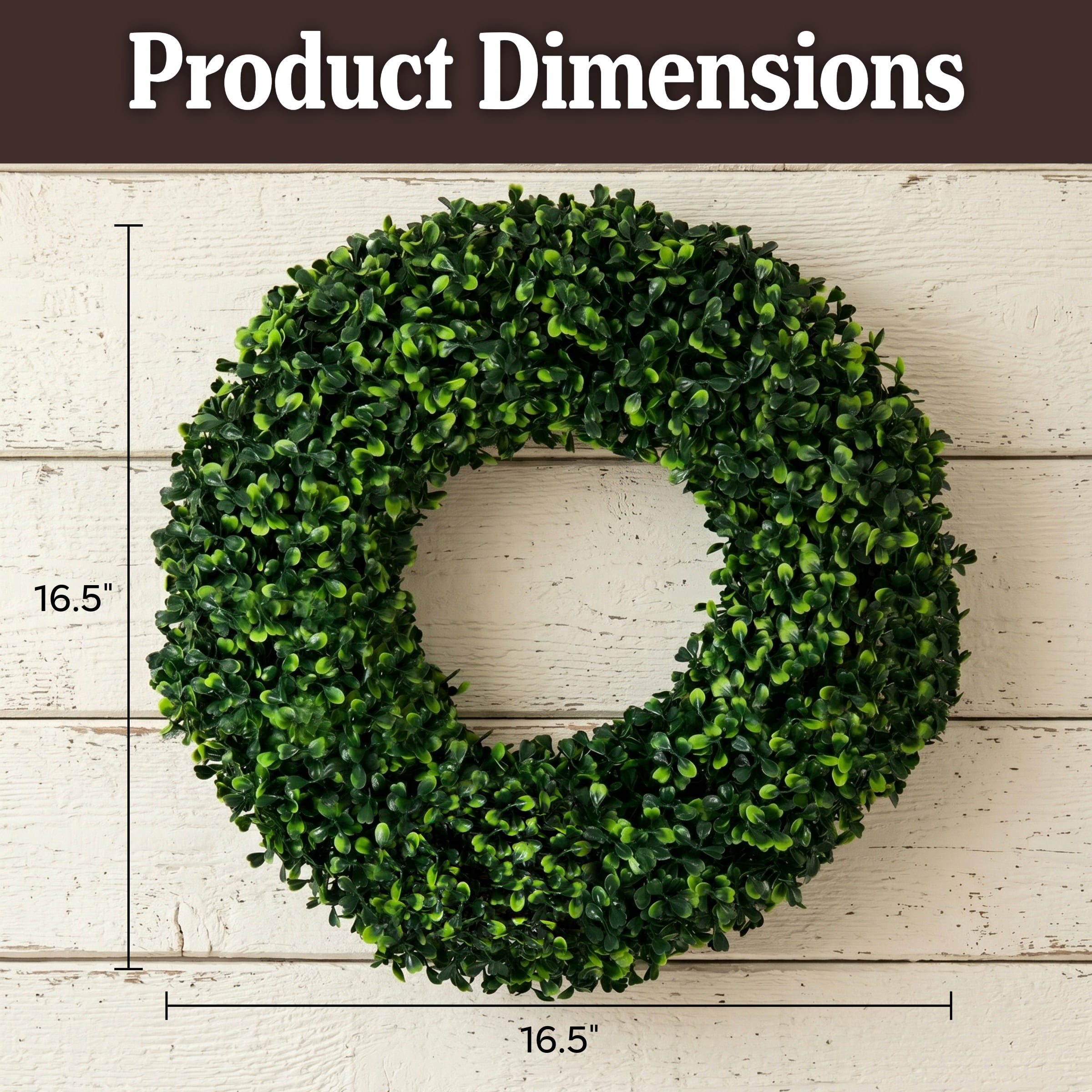Pure Garden 16.5-Inch Boxwood Wreath Set of 2 - Round UV Resistant Artificial Spring, Winter, Fall, or Summer Wreath - Indoor/Outdoor Summer Wreaths for Front Door