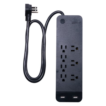 GE Pro 7-Outlet 2-USB Power Strip Surge Protector, 3ft. Cord, 37054