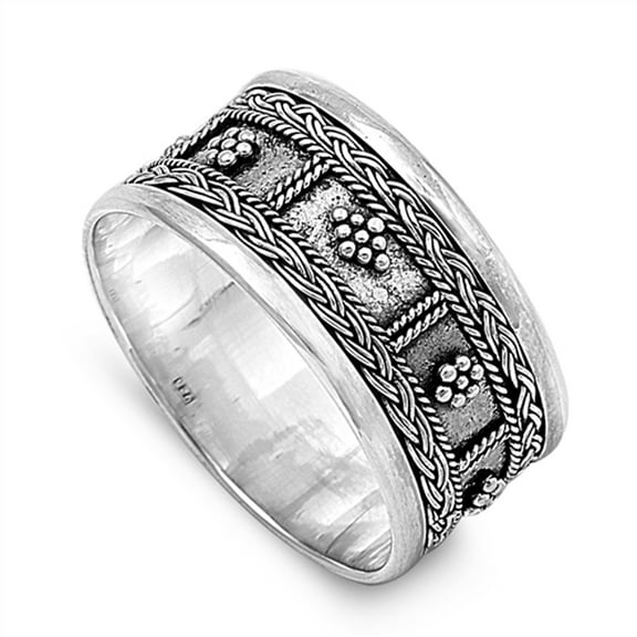 Bali Braid Weave Oxidized Thumb Ring .925 Sterling Silver Band Jewelry Female Male Unisex Size 9