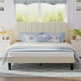 thumbnail image 1 of VECELO Full Size Bed Frame with Upholstered Adjustable Headboard, Wooden Slats Support/No Box Spring Needed, Beige, 1 of 7