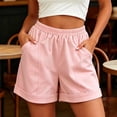 thumbnail image 4 of Womens Cotton Shorts High Waisted Comfy Athletic Solid Shorts with Pockets Loose Fit Daily Shorts, 4 of 6