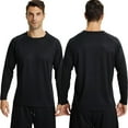 thumbnail image 2 of YUSHOW Men's Long Sleeve Running Shirts Quick Dry Tee Tops for Outdoors Workout Training Black,L, 2 of 7