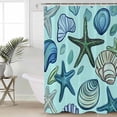thumbnail image 5 of Ocean Creature Shower Curtain, 36" x 72", Conch Blue Shell Sea Starfish Modern Art Waterproof Bathroom Curtain Washable Shower Curtain Set with 12 Hooks, 5 of 6