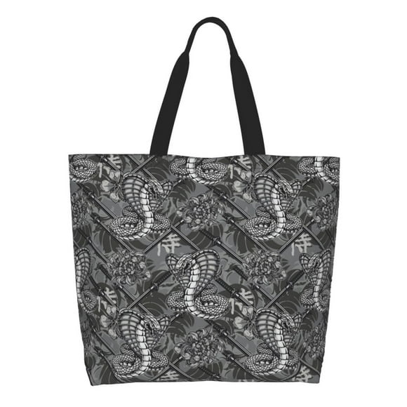 Easygdp Snake Print Tote Bags for Women,Women Travel Shoulder Bags Handbags,Big Capacity Shopping Work Bag