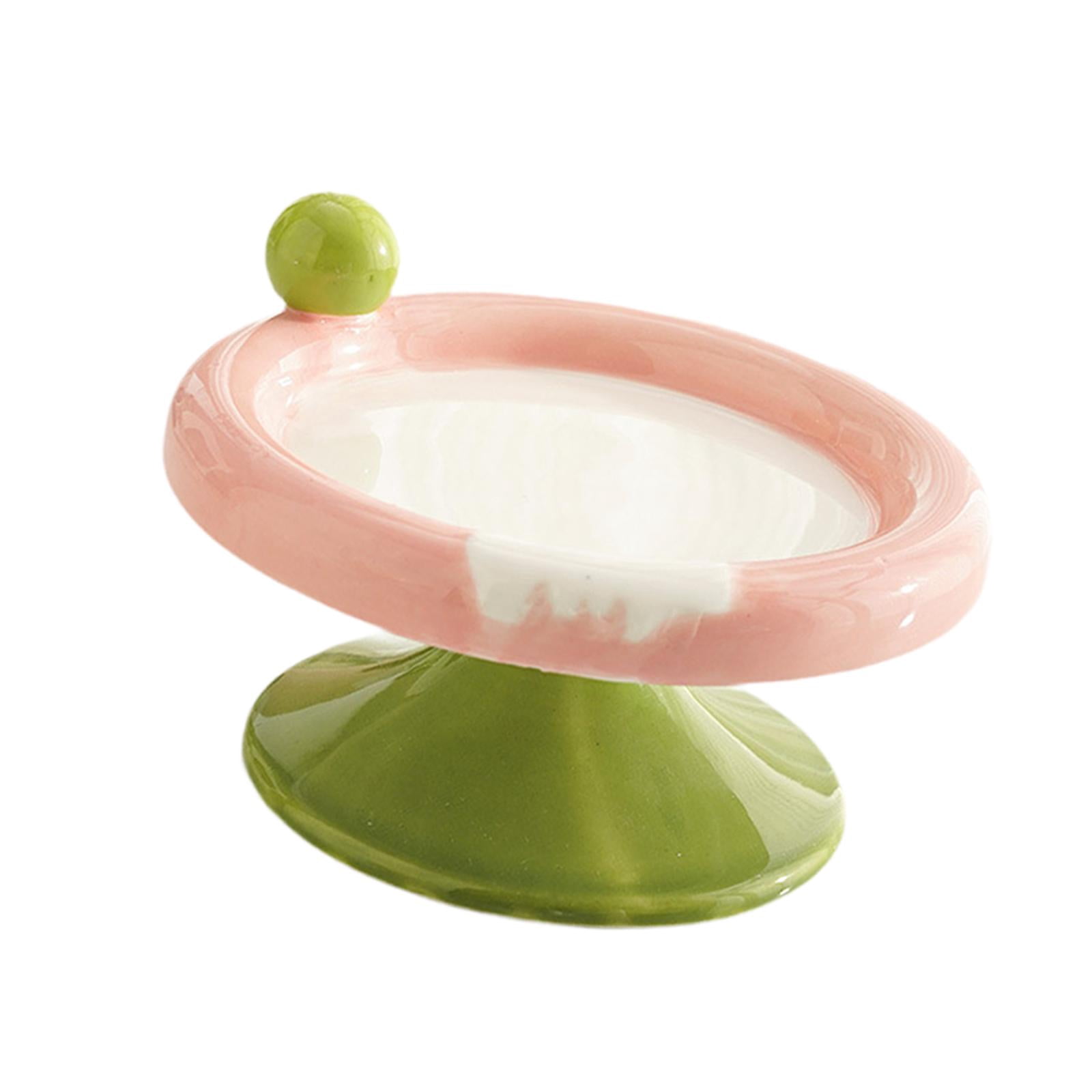 Serenable Ceramic Raised Cat Bowl Elevated Food Water Bowl small red green