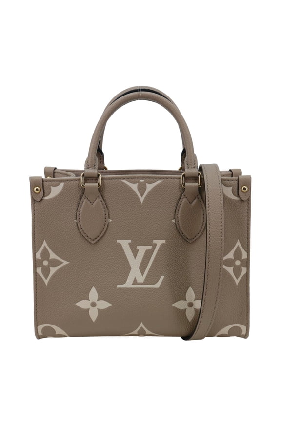 Pre-Owned Louis Vuitton Onthego PM Bicolor Monogram Empreinte Crossbody Bag Cream